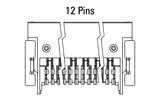 Размери на Zero8 Socket, ъглови, 12-пинов