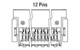 Размери на Zero8 Socket, ъглови, 12-пинов